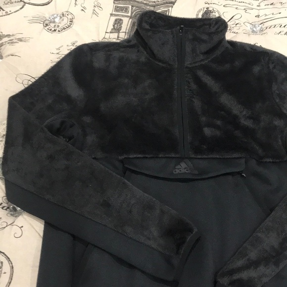 🎁 Adidas Originals Fleece Detail Half-Zip Sweatshirt - Picture 7 of 13